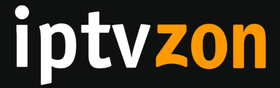 iptvzon logo white and orange with black background